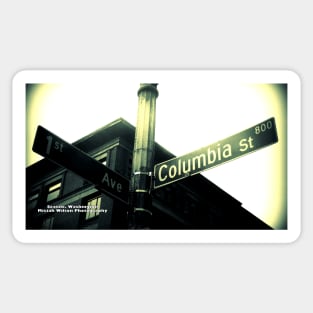 1st Avenue & Columbia Street Seattle WA by Mistah Wilson Photography Sticker